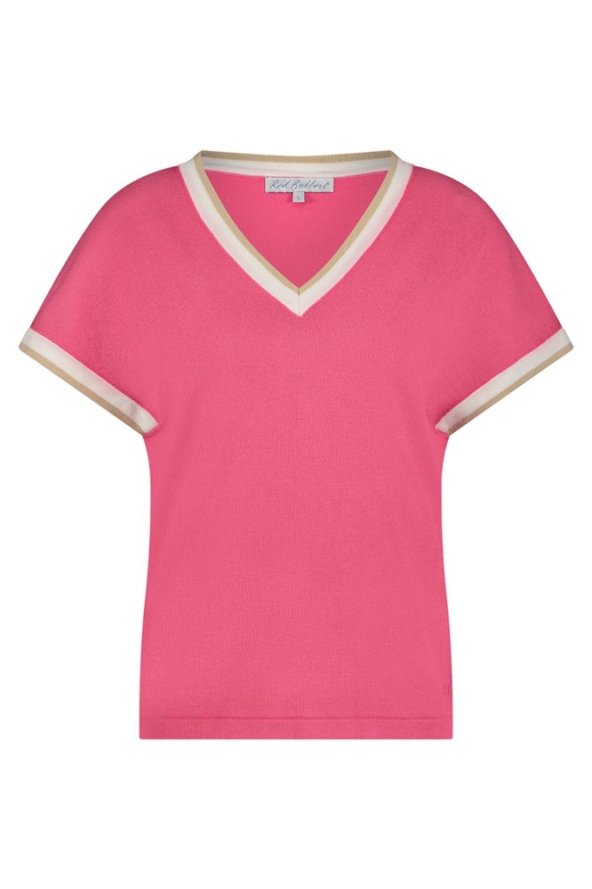JERRY VNECK STRIPED RIB SRB4552 RASPBERRY